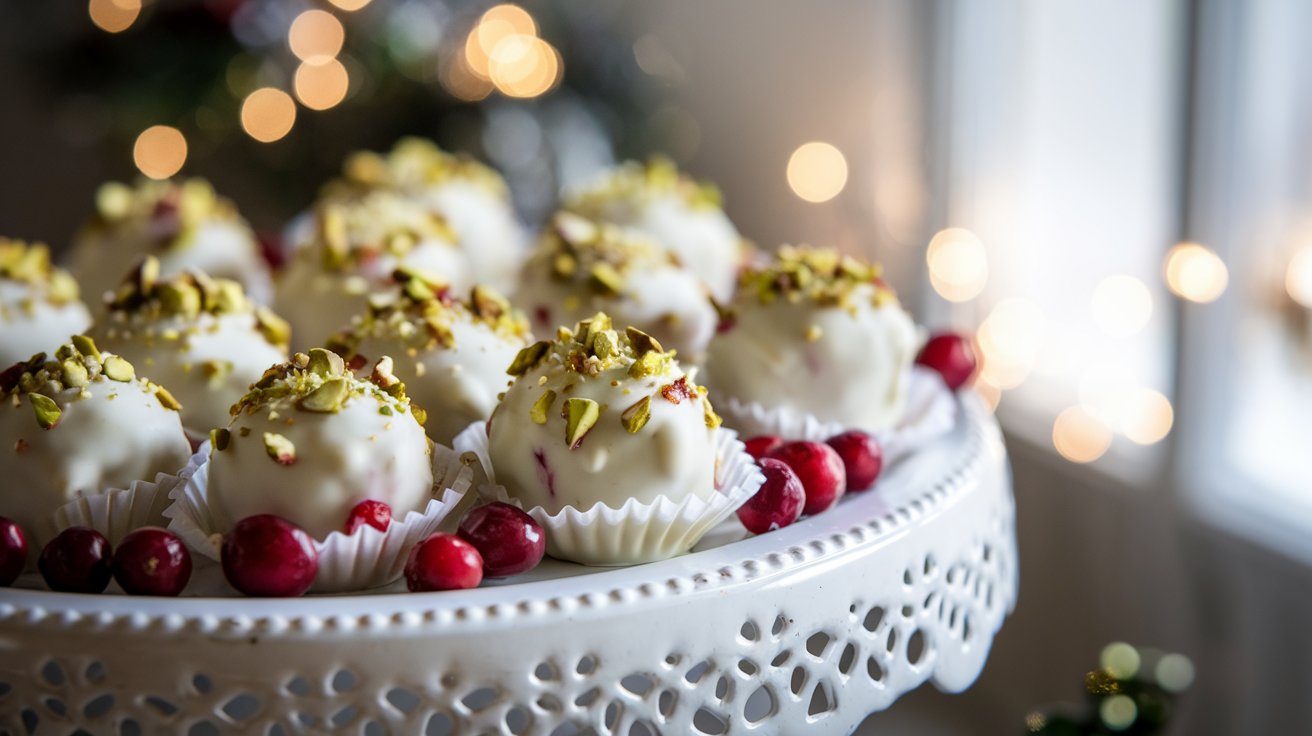 Cranberry Pistachio White Chocolate Truffles Recipe