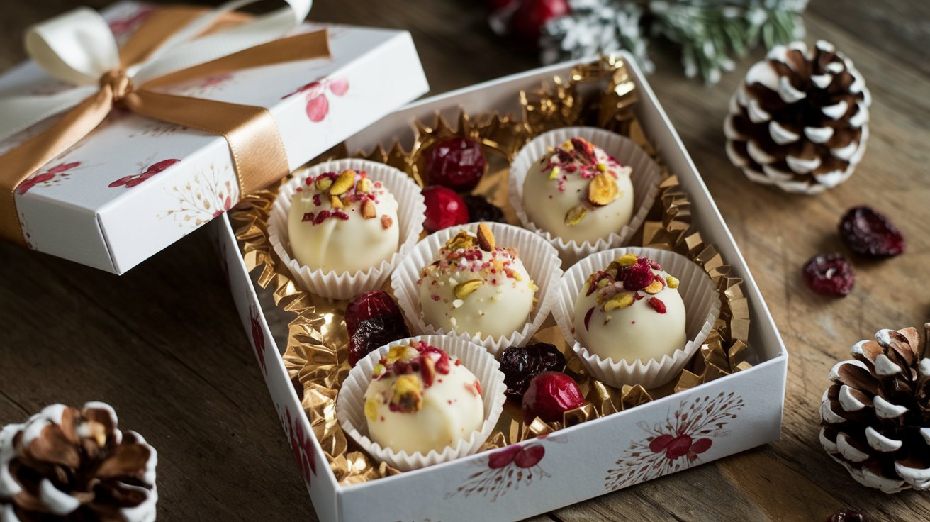 Cranberry Pistachio White Chocolate Truffles Recipe – Christmas Festive & Easy Homemade Treats