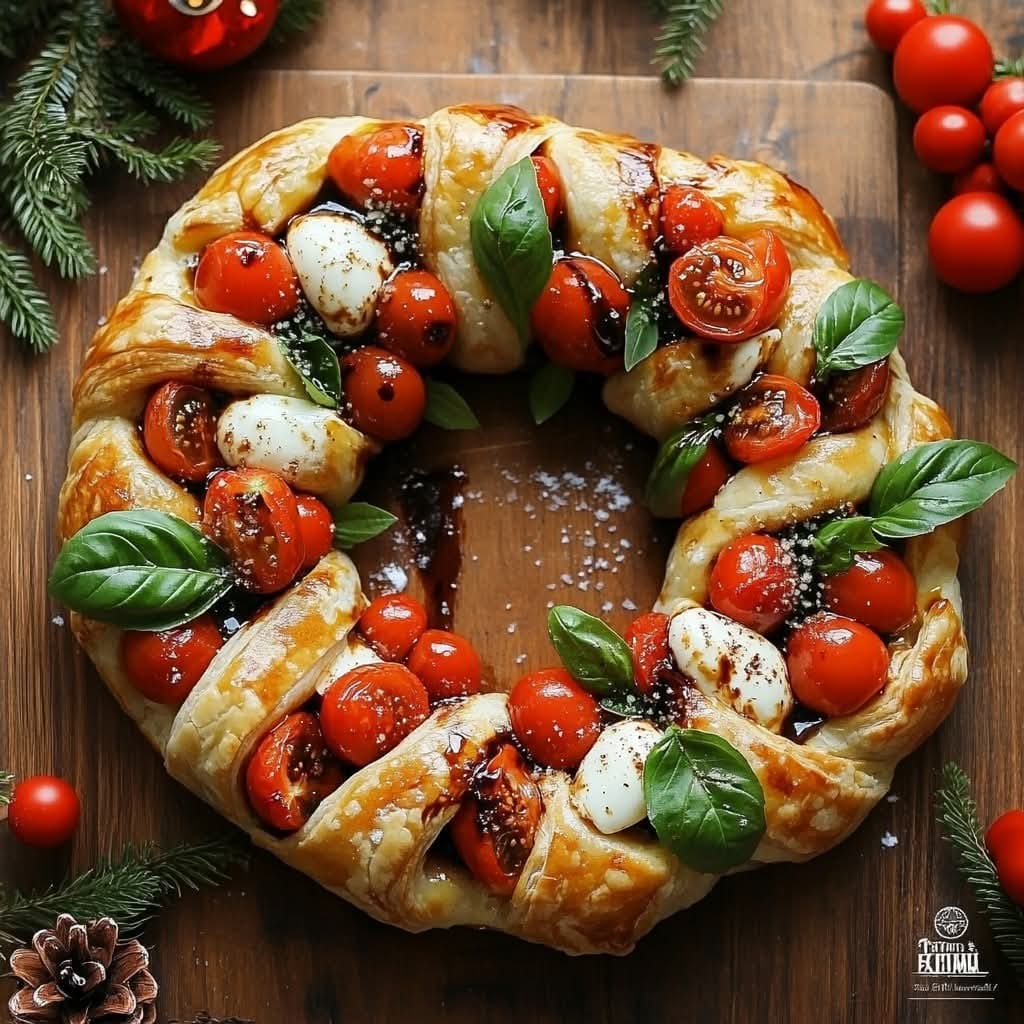 Caprese Strudel Wreath with Puff Pastry