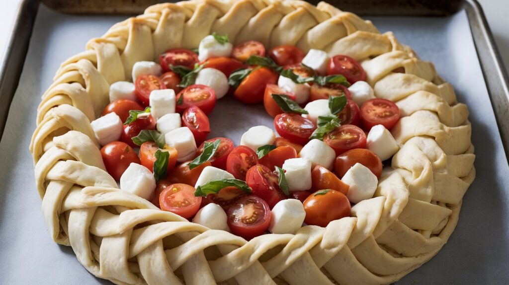 Caprese Strudel Wreath with Puff Pastry